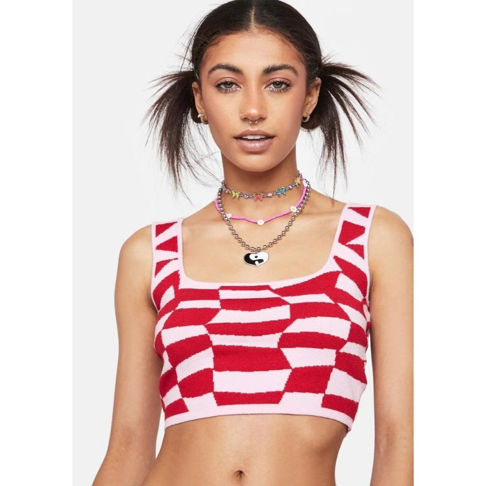 Pretty Garbage Geo Print Crop Sweater Tank